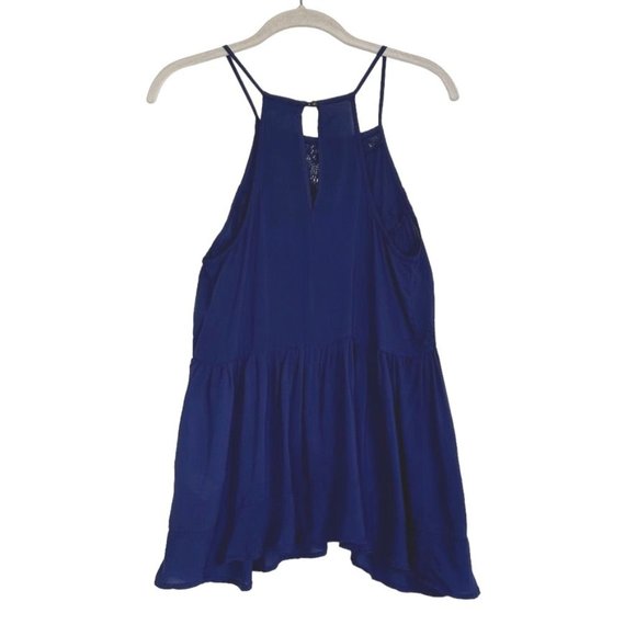 buttons Sleeveless Lace Accent Flowy Top in Blue - Size XS - Picture 2 of 6